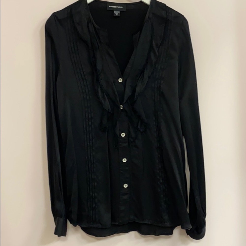 Fifteen Twenty Black Ruffle Top